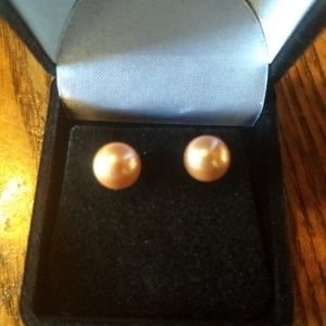 Sterling silver 6 mm pink simulated pearls